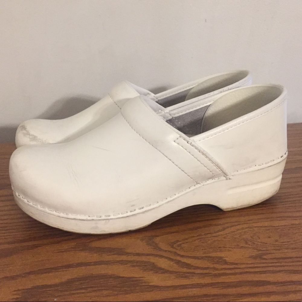 Dansko White Slip on clogs size 40
